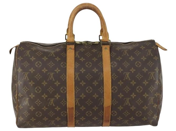 Borsa Keepall Louis Vuitton in tela Monogram 45 Marrone - vista 2