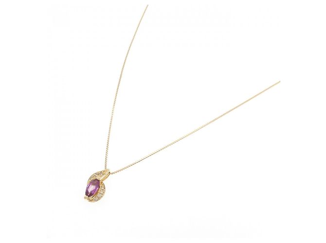 Autre Marque Au750 Granat-Diamant-Halskette Golden - Ansicht 2