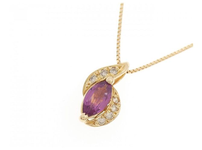 Autre Marque Au750 Granat-Diamant-Halskette Golden - Ansicht 3