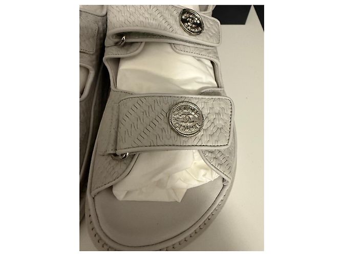 Sandali Chanel in Pelle Grigia Grigio - vista 4