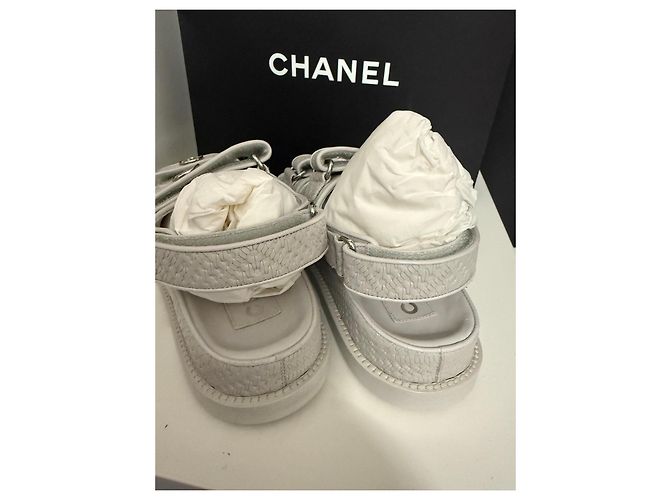 Sandali Chanel in Pelle Grigia Grigio - vista 6