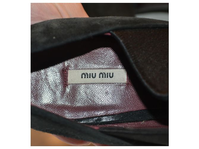 stivaletti Miu Miu in scamosciato nero 36 IT - vista 6
