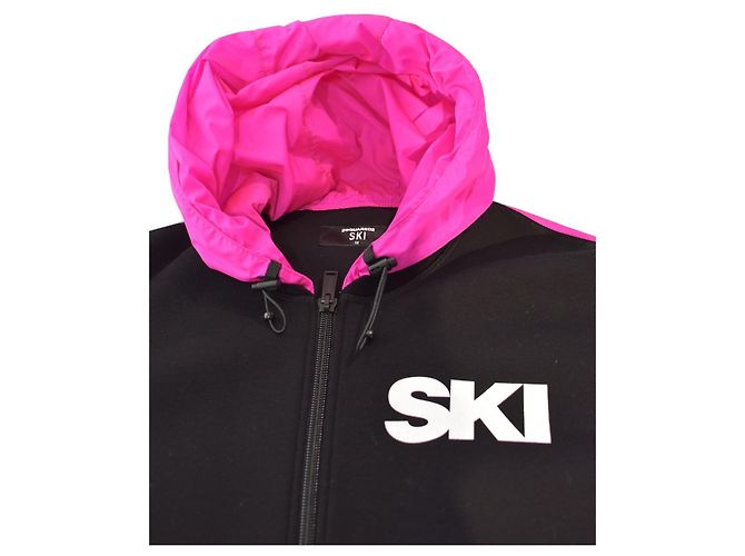 DSQUARED2 SKI Schwarze & Rosa Technische Zip-Pufferjacke | Größe M | Hergestellt in Italien - Ansicht 3