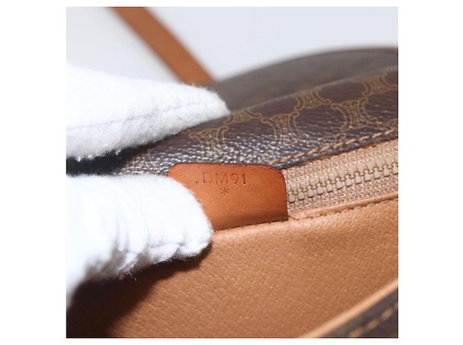 Céline Celine Vintage Macadam Canvas et Cuir Marron - vue 7