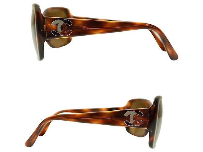 Gafas de sol Chanel CC Logo carey marrón 5101 Castaño - vista 5