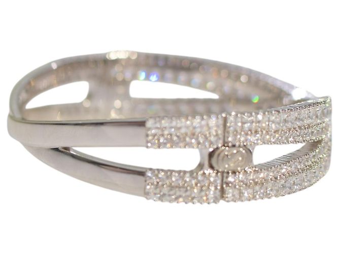 Bracciale Cuff Hyperbola Swarovski Placcato Rodio Bianco con Cristalli Brillanti di Zircone - vista 2