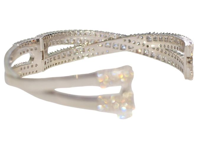 Bracciale Cuff Hyperbola Swarovski Placcato Rodio Bianco con Cristalli Brillanti di Zircone - vista 4
