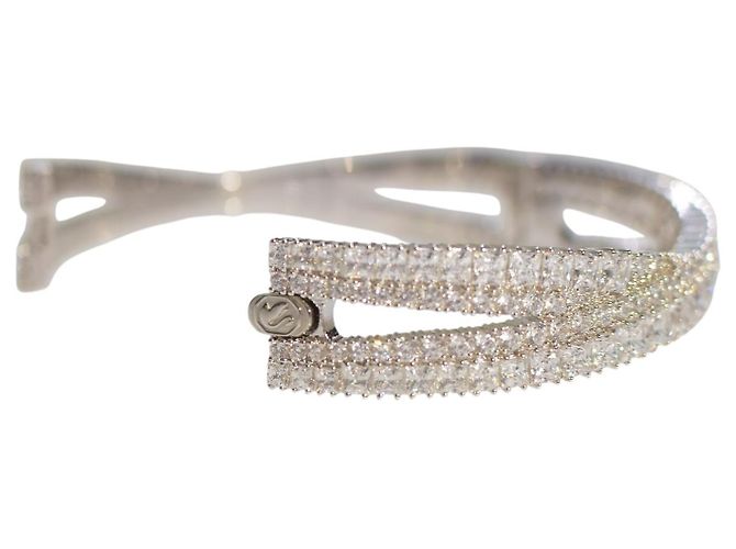 Bracciale Cuff Hyperbola Swarovski Placcato Rodio Bianco con Cristalli Brillanti di Zircone - vista 6
