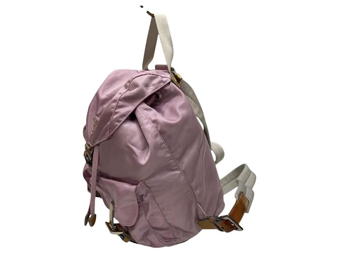 Mochila de nylon rosa con logo Prada - vista 2