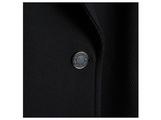 Hermès Caban Jacket FR34 Black Wool Whipcord Oversized Pea Coat UK6 US4 Hermes - view 6