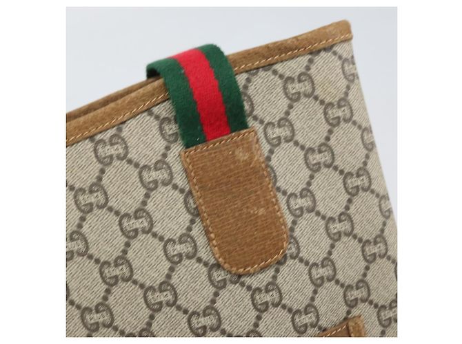Borsa tote in PVC beige e oro della linea Sherry GG Plus Supreme di GUCCI Auth ka2201 D'oro - vista 14