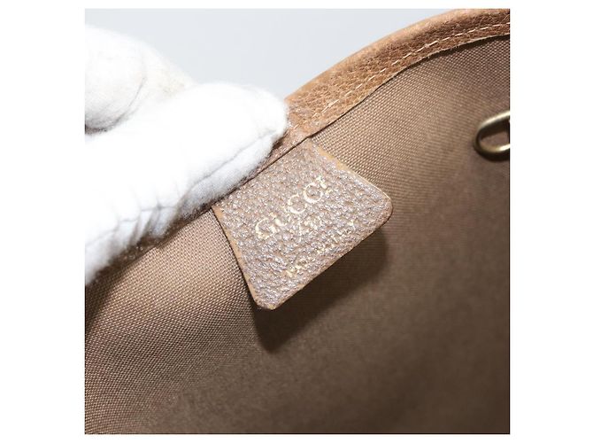 Borsa tote in PVC beige e oro della linea Sherry GG Plus Supreme di GUCCI Auth ka2201 D'oro - vista 16