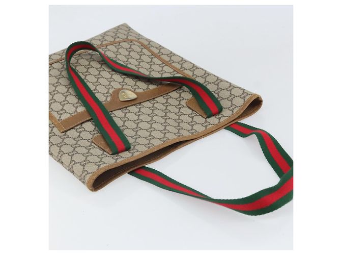 Borsa tote in PVC beige e oro della linea Sherry GG Plus Supreme di GUCCI Auth ka2201 D'oro - vista 6
