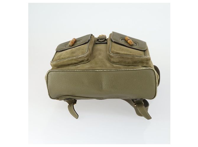 Bamboo Zaino in Bambù GUCCI Camoscio Khaki Oro 003 58 0016 Auth BA9952 D'oro Cachi - vista 11