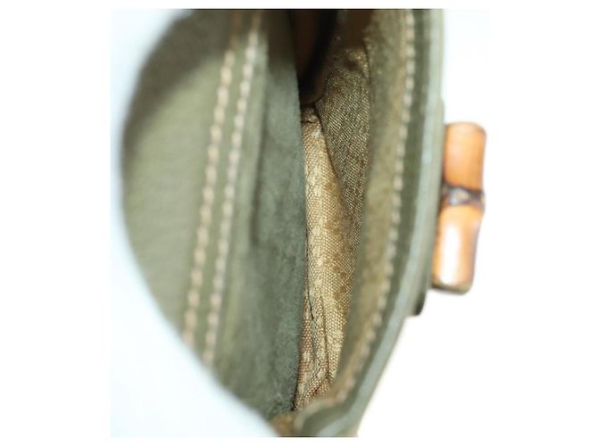 Bamboo Zaino in Bambù GUCCI Camoscio Khaki Oro 003 58 0016 Auth BA9952 D'oro Cachi - vista 25