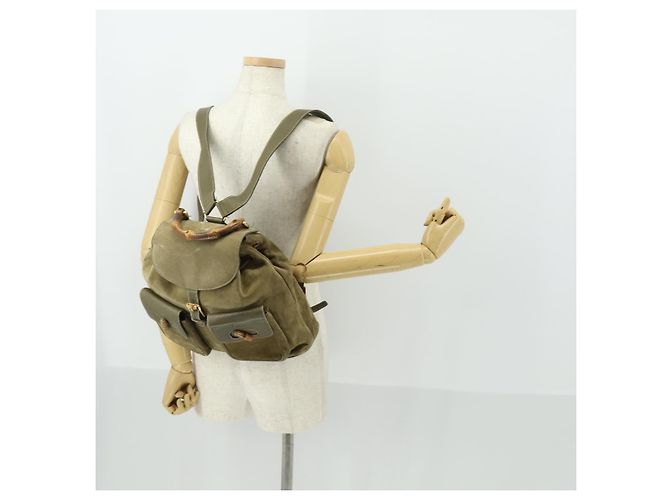 Bamboo Zaino in Bambù GUCCI Camoscio Khaki Oro 003 58 0016 Auth BA9952 D'oro Cachi - vista 28