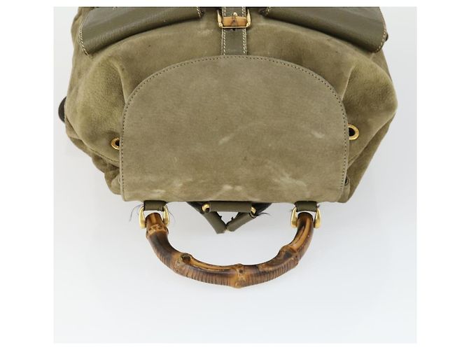 Bamboo Zaino in Bambù GUCCI Camoscio Khaki Oro 003 58 0016 Auth BA9952 D'oro Cachi - vista 6