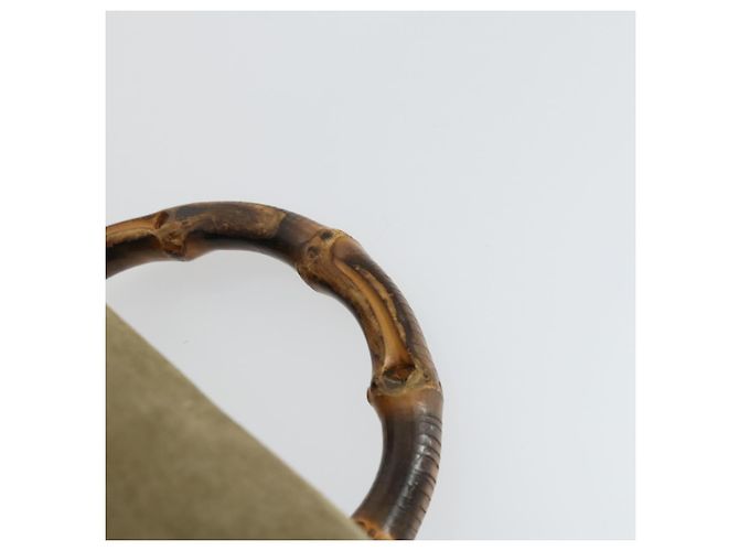 Bamboo Zaino in Bambù GUCCI Camoscio Khaki Oro 003 58 0016 Auth BA9952 D'oro Cachi - vista 8