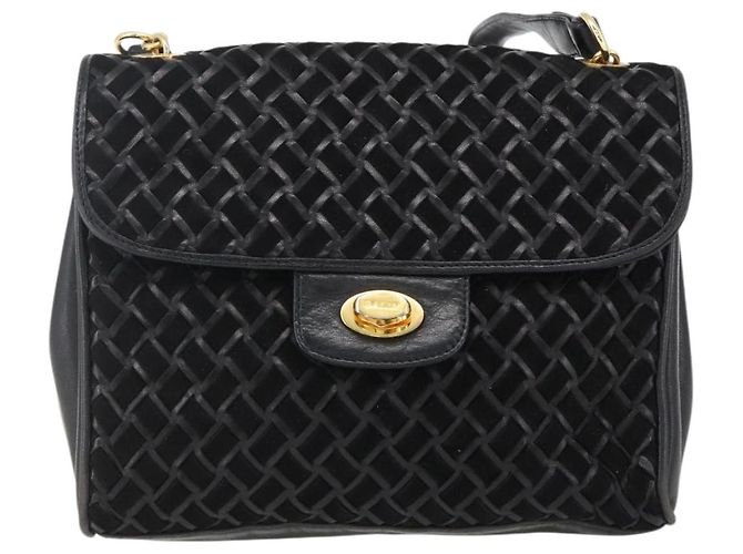 BALLY Borsa a Spalla Pelle Camoscio Nero Oro Auth 171410 D'oro - vista 13