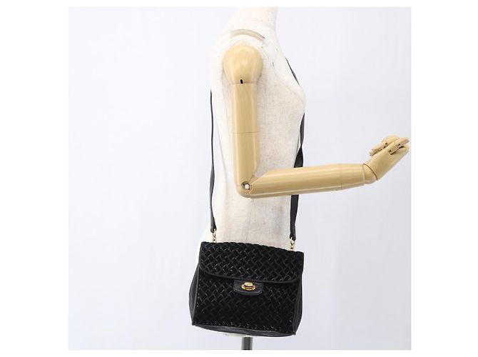 BALLY Borsa a Spalla Pelle Camoscio Nero Oro Auth 171410 D'oro - vista 22