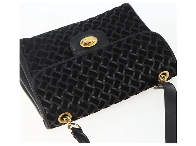 BALLY Borsa a Spalla Pelle Camoscio Nero Oro Auth 171410 D'oro - vista 6