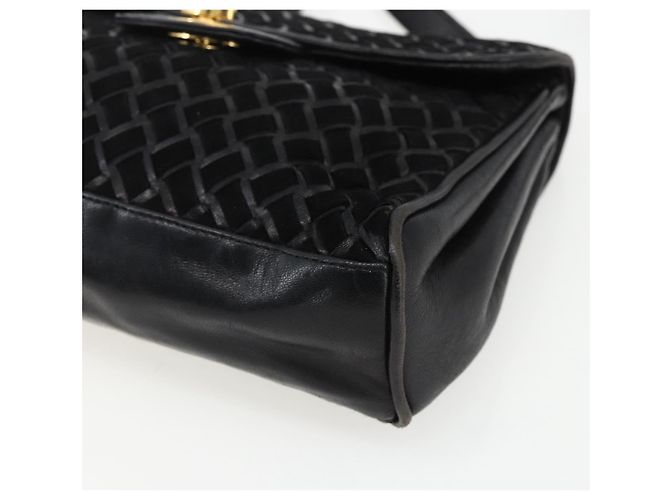 BALLY Borsa a Spalla Pelle Camoscio Nero Oro Auth 171410 D'oro - vista 9