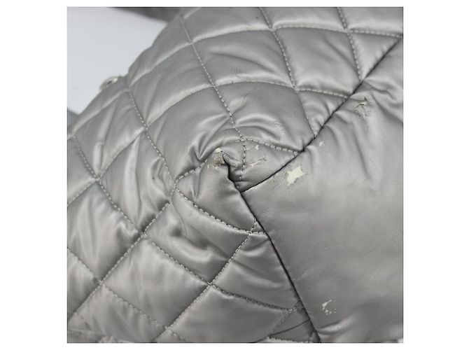 CHANEL Bolsa Tote Cocoon Lona Recubierta Plata CC Auth bs33124 - vista 11