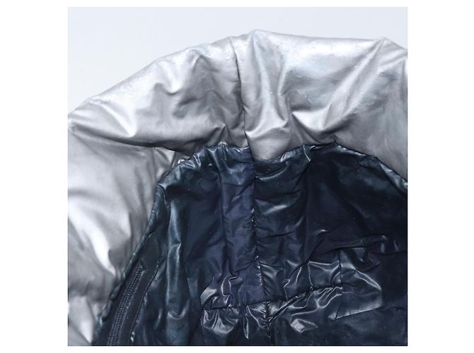 CHANEL Bolsa Tote Cocoon Lona Recubierta Plata CC Auth bs33124 - vista 19