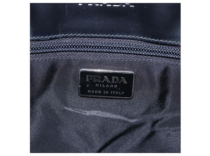 PRADA Borsa a mano in nylon nero argento Auth 170309 - vista 17
