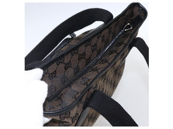 Borsa Tote GG Canvas Gucci Nera Argento 019 0401 Auth ep13216 Nero - vista 6