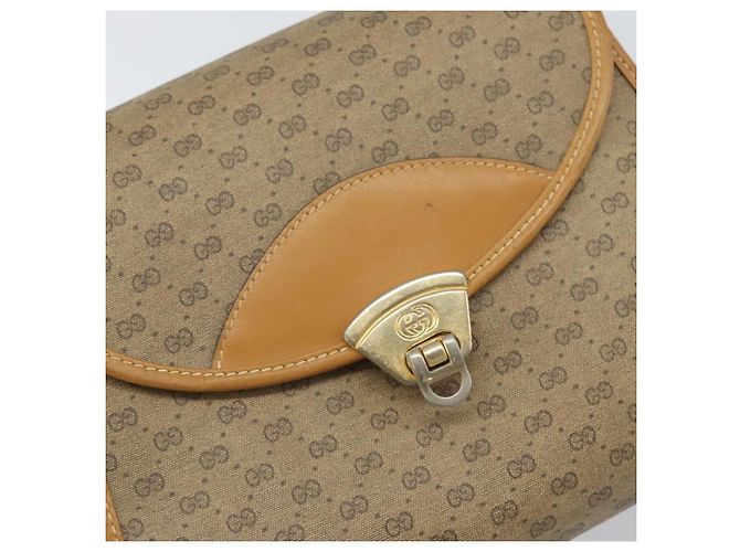 Gucci Borsa a spalla Micro GG Supreme in PVC Beige Oro Auth BA10076 D'oro - vista 14