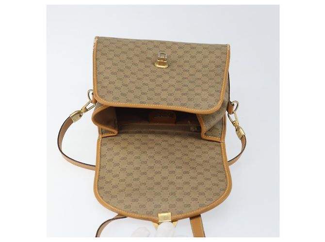 Gucci Borsa a spalla Micro GG Supreme in PVC Beige Oro Auth BA10076 D'oro - vista 15