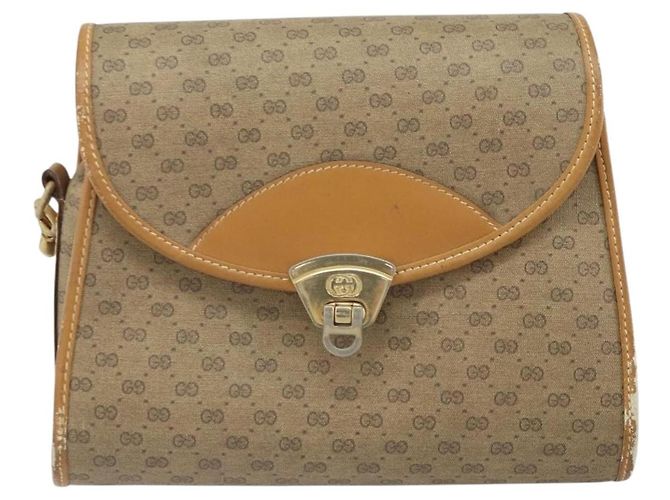 Gucci Borsa a spalla Micro GG Supreme in PVC Beige Oro Auth BA10076 D'oro - vista 2