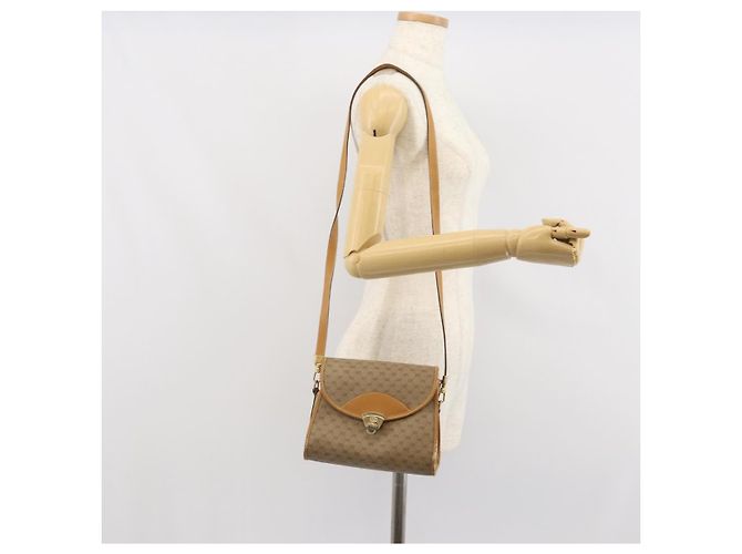 Gucci Borsa a spalla Micro GG Supreme in PVC Beige Oro Auth BA10076 D'oro - vista 23