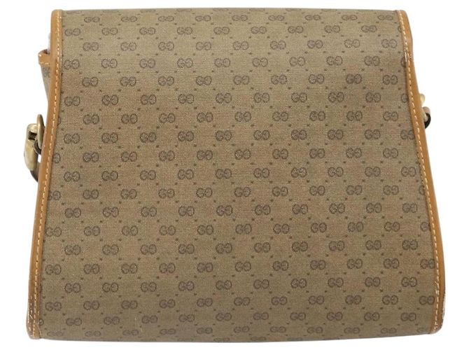 Gucci Borsa a spalla Micro GG Supreme in PVC Beige Oro Auth BA10076 D'oro - vista 3