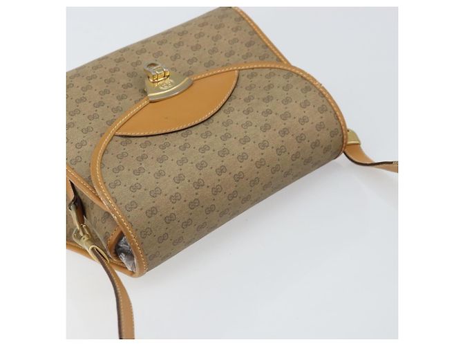 Gucci Borsa a spalla Micro GG Supreme in PVC Beige Oro Auth BA10076 D'oro - vista 6