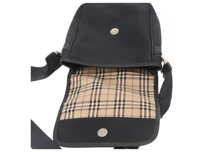 Borsa a spalla in nylon nero e argento autentica BURBERRY bs32780 - vista 10