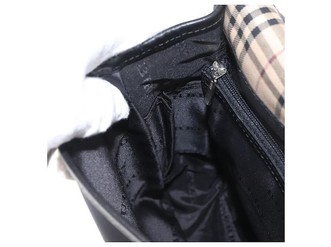 Borsa a spalla in nylon nero e argento autentica BURBERRY bs32780 - vista 20
