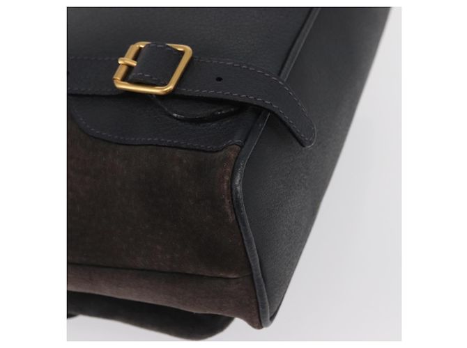 Zaino in suede Gucci Bamboo blu navy oro 003 2058 0016 Auth 166631 - vista 14