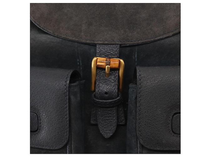Zaino in suede Gucci Bamboo blu navy oro 003 2058 0016 Auth 166631 - vista 16
