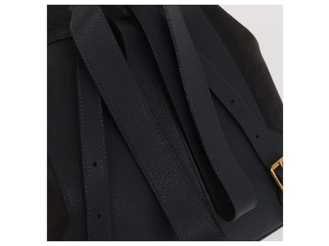 Zaino in suede Gucci Bamboo blu navy oro 003 2058 0016 Auth 166631 - vista 9