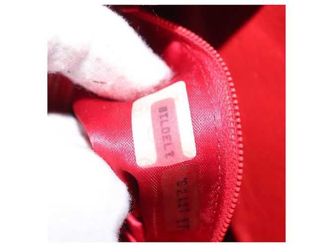 Pochette a spalla con catena CHANEL in pelle matelassé rossa con CC dorato Auth 169581 - vista 21