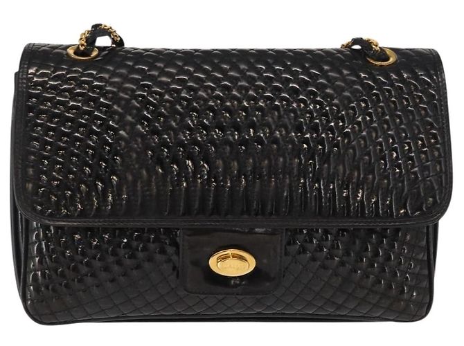 BALLY Borsa a Spalla con Catena Pelle Lucida Nera Oro Auth bs33141 Nero D'oro - vista 13