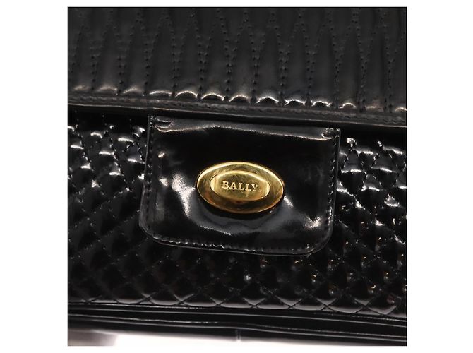 BALLY Borsa a Spalla con Catena Pelle Lucida Nera Oro Auth bs33141 Nero D'oro - vista 17