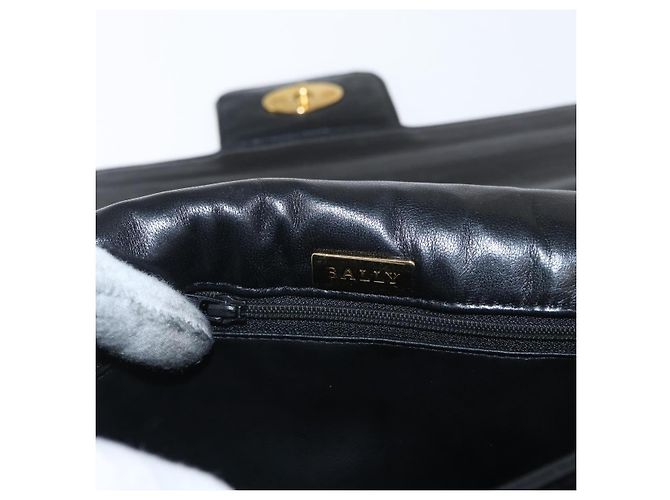 BALLY Borsa a Spalla con Catena Pelle Lucida Nera Oro Auth bs33141 Nero D'oro - vista 19