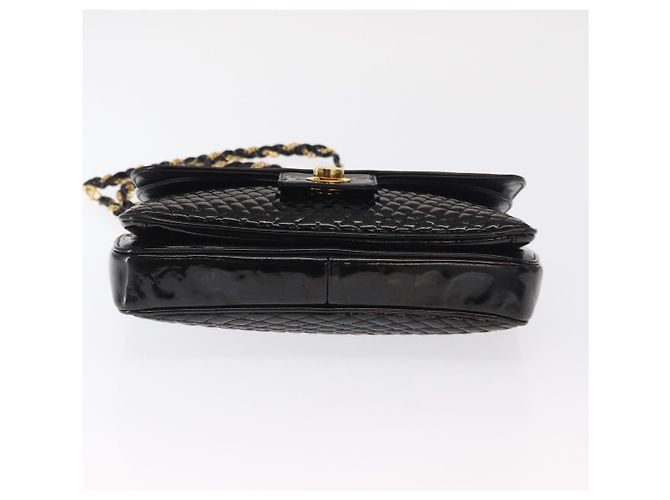 BALLY Borsa a Spalla con Catena Pelle Lucida Nera Oro Auth bs33141 Nero D'oro - vista 5