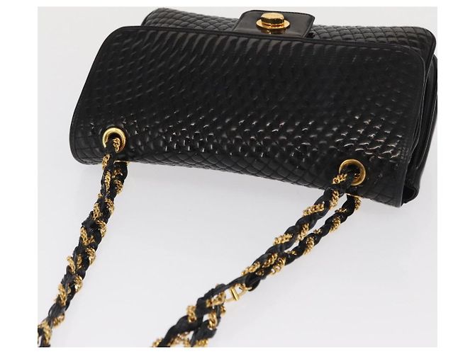 BALLY Borsa a Spalla con Catena Pelle Lucida Nera Oro Auth bs33141 Nero D'oro - vista 6