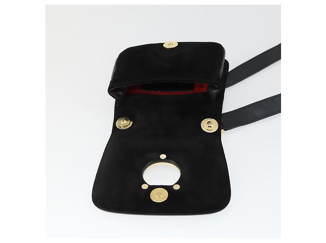 Borsa a Spalla Gancini in Pelle Scamosciata Nera e Oro Salvatore Ferragamo Auth 163457 Nero D'oro - vista 15