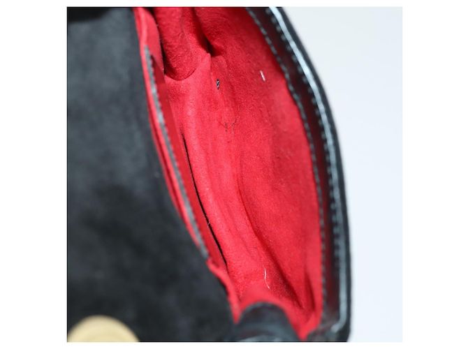 Borsa a Spalla Gancini in Pelle Scamosciata Nera e Oro Salvatore Ferragamo Auth 163457 Nero D'oro - vista 16