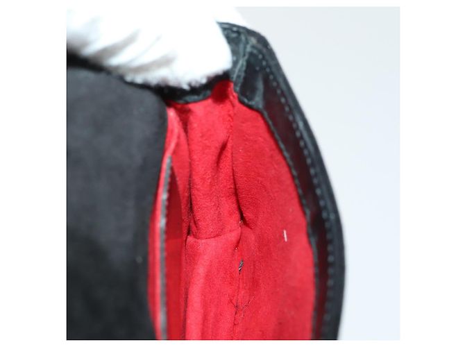 Borsa a Spalla Gancini in Pelle Scamosciata Nera e Oro Salvatore Ferragamo Auth 163457 Nero D'oro - vista 17
